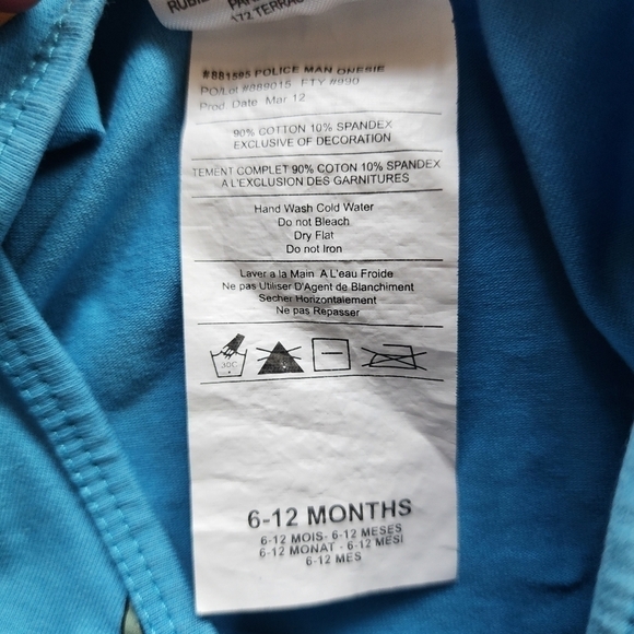 Rubie's Halloween Police Officer Costume Baby Infant 6-12M Cosplay Top & Pants - Picture 9 of 9